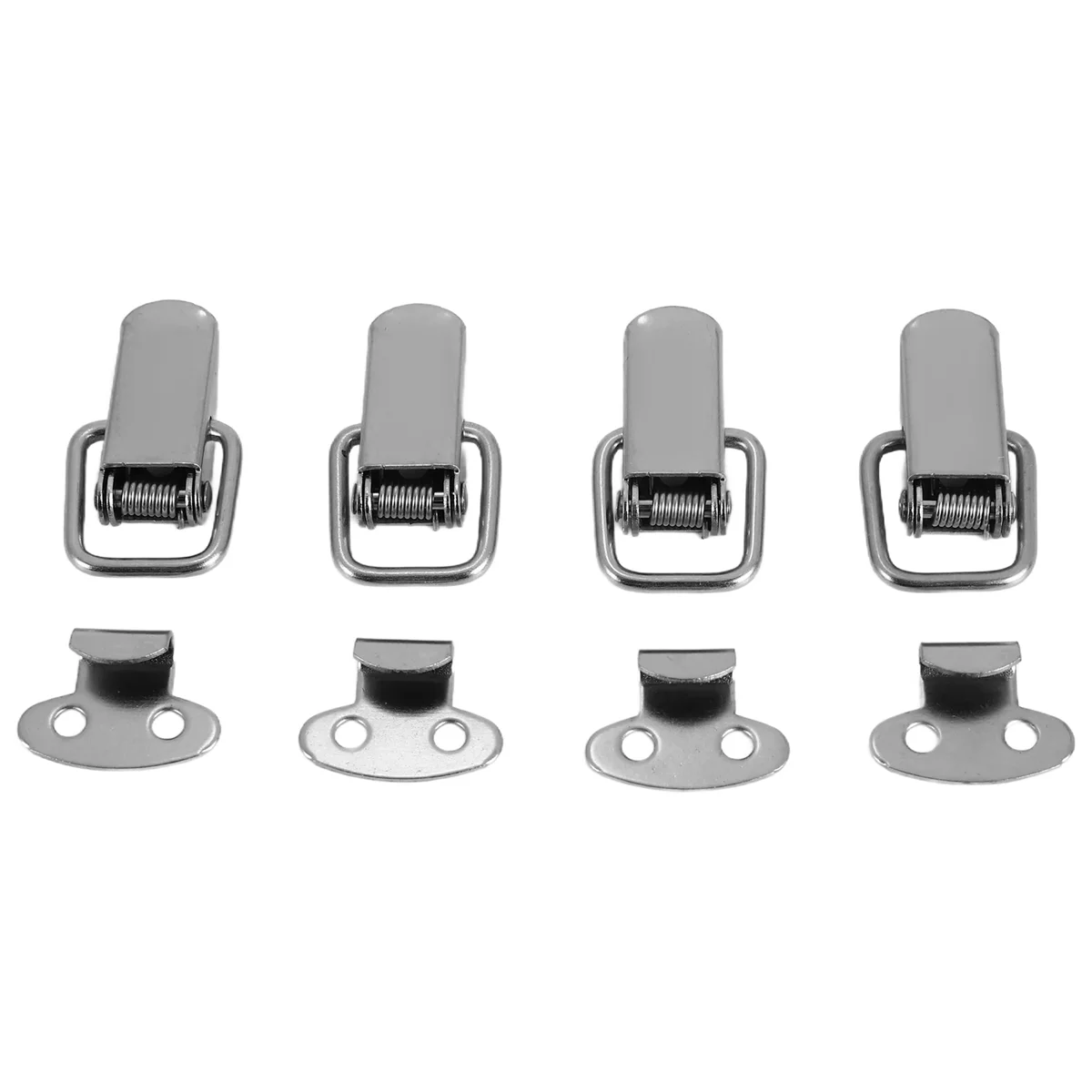 A63K& Cabinet Silver Tone Spring Loaded Toggle Switch Hasp 4 pcs