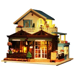 Fai da te europeo grande Villa Casa delle bambole mobili in miniatura con kit LED case delle bambole assemblare giocattoli per bambini regalo di compleanno Casa