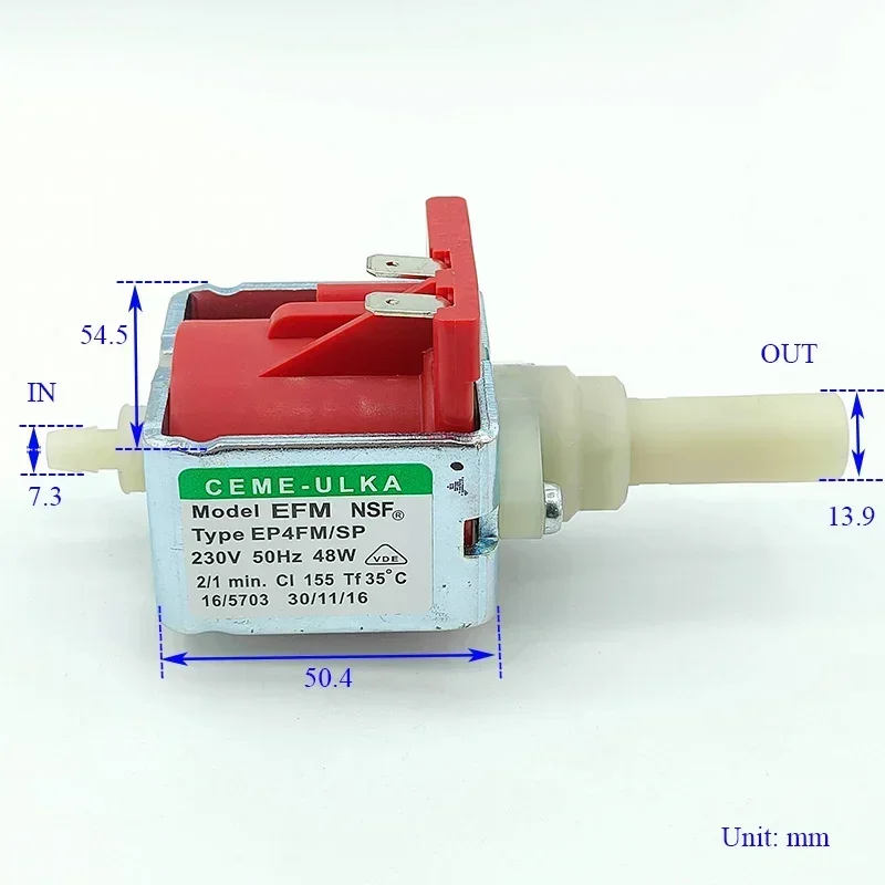 Włochy EP4 AC 230 V 48 W Mini pompa elektromagnetyczna Ekspres do kawy Pompa wodna Pompa tłokowa Wysokie ciśnienie Przepływ 50 cc/min