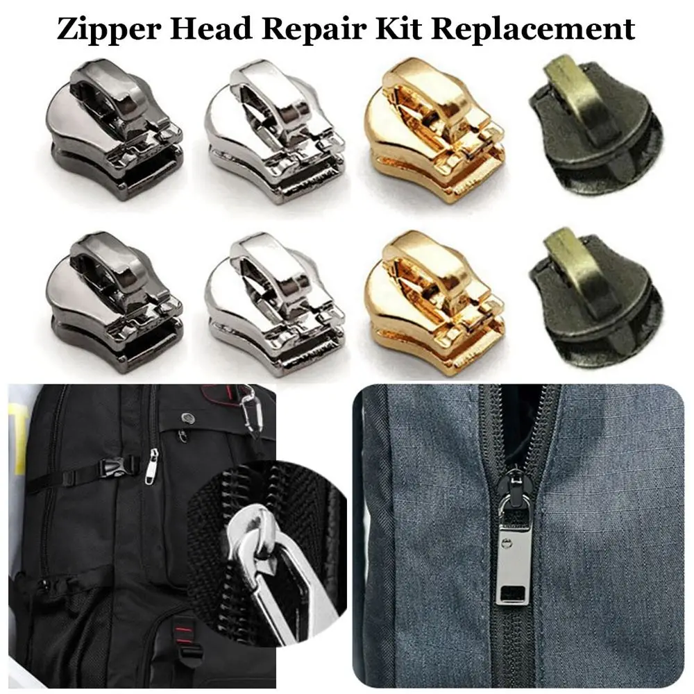 

5/10pcs 4 Colors Copper Tooth Zippers Accessories Zipper Pull Head Zip Slider Teeth Universal Instant Fix Repair Kit Replacement