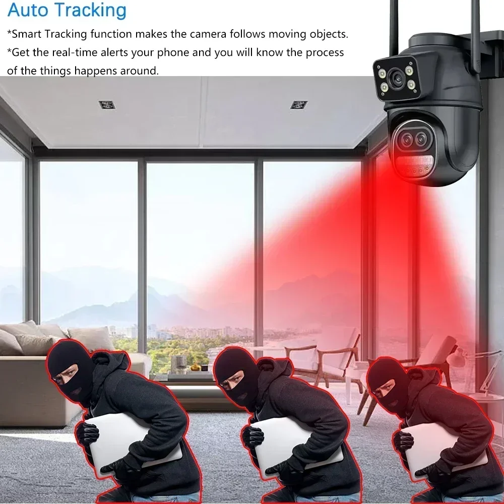 12MP 6K Wifi Surveillance Camera 8X Digital Zoom Outdoor PTZ Wifi Camera Human Detection Alarm 4K Security Camera ICSEE