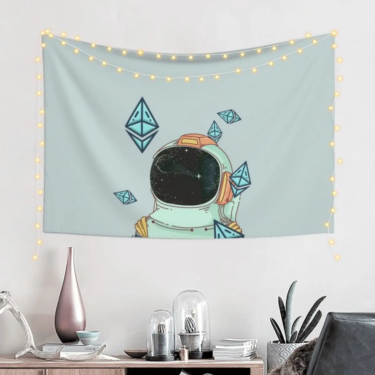 Astronaut Crypto design Ethereum Eth Tapestry Korean Room Decor House Decorations Decorative Wall Mural Tapestry