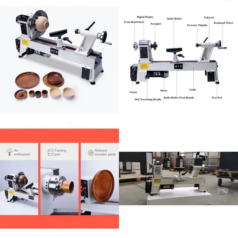 Mini Woodworking Lathe 750W CVT Turning Milling Machine with Digital Display Small Wood Tool