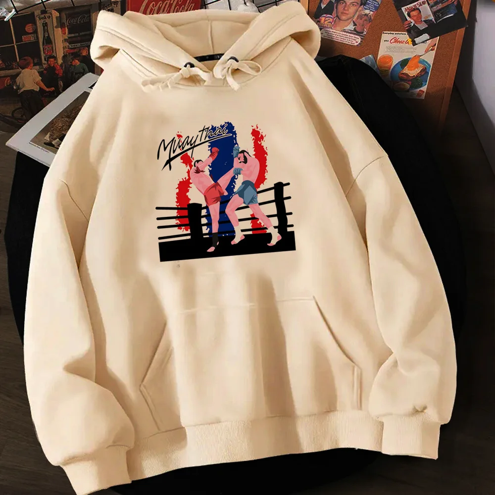 Sudadera con capucha de Muay Thai para mujer, ropa de calle divertida, top de manga larga, sudadera estética y2k, Camisa con capucha de anime para mujer