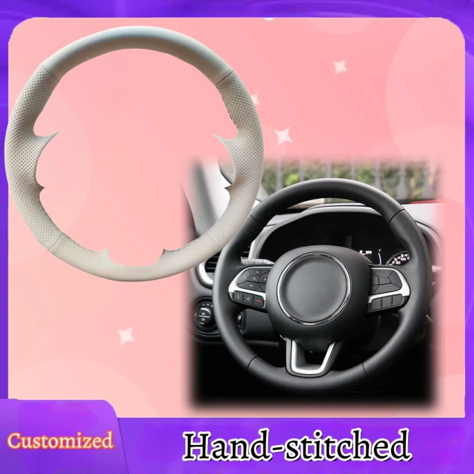 

Custom Hand-stitched Microfiber Leather Steering Wheel Cover Anti-slip For Jeep Renegade 2015 2016 -2019 Compass 2017 2018