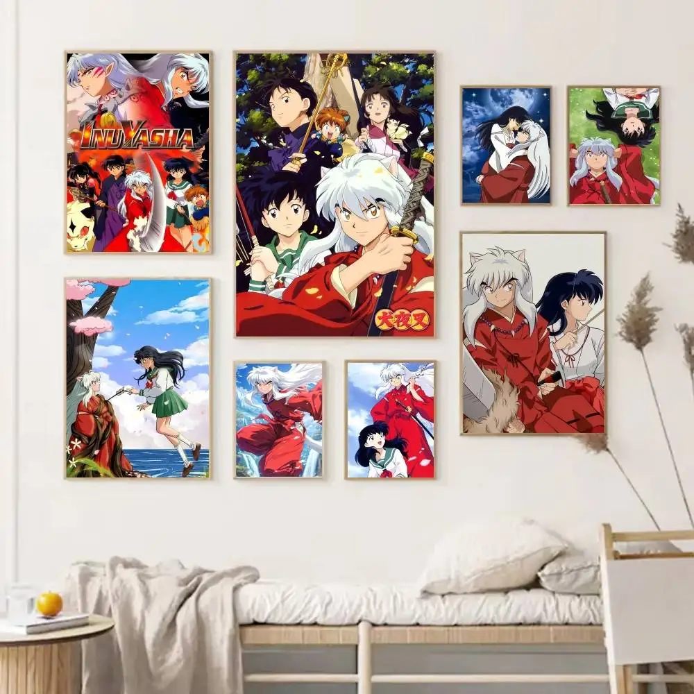 InuYasha Poster Self-adhesive Art Waterproof Paper Sticker Coffee House Bar Room Wall Decor