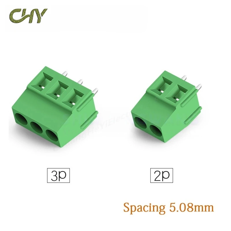5PCS Screw type PCB terminal KF128-2P 3P terminal 5.08mm splicing tinned copper pin