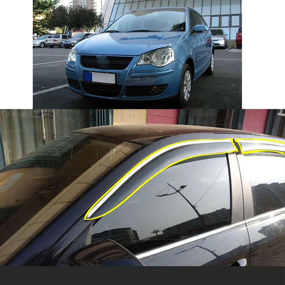 

Car Sticker Plastic Window Glass Wind Visor Rain/Sun Guard Vent For VW Volkswagen Polo Hatchback 2005-2006 2007 2008 2009 2010