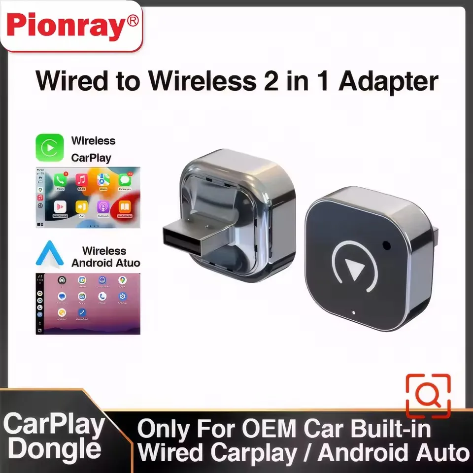 2-in-1 Wireless CarPlay Dongle & Android Auto Adapter by Pionray, AI Smart Box Car Intelligent System Upgrade for OEM W