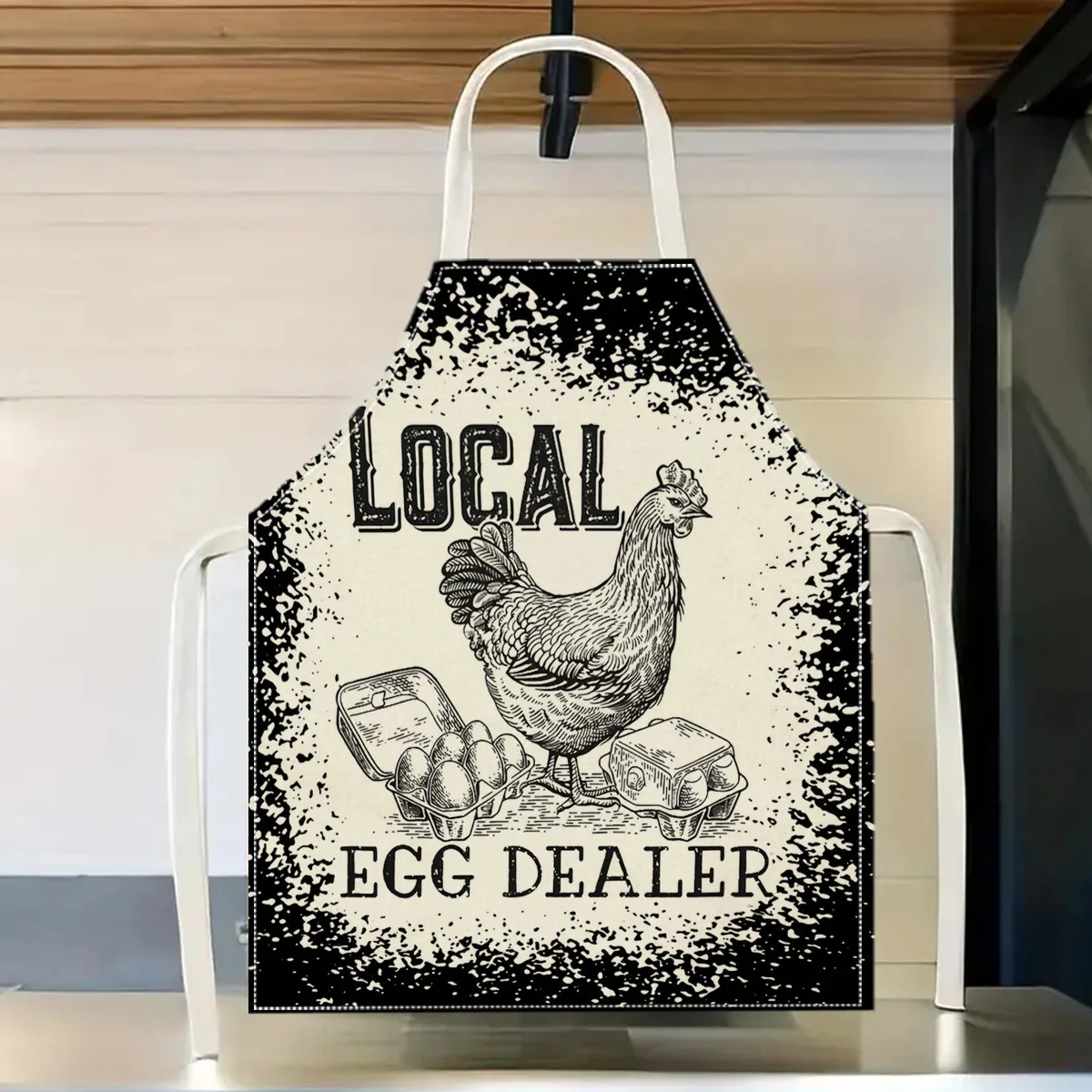 1pc Local Egg Dealer Chicken Print Apron Farmhouse Kitchen Cooking Bib for Women Men Chef Home Restaurant Country Style