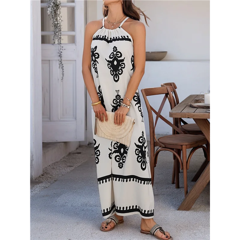 ASDS-Summer Dress For Women 2025 Floral Sundress Spaghetti Strap Flowy Beach Vacation Boho Maxi Dresses