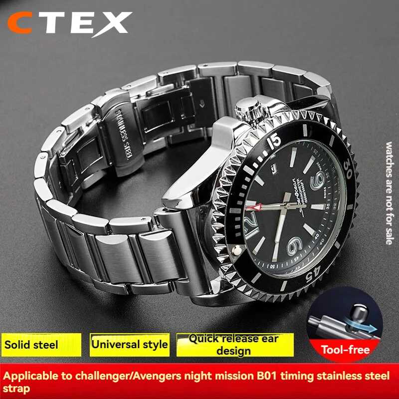 Pulseira para relógio de aço inoxidável Breitling com Avengers Night Mission B01 série de cronometragem tira de aço para homens 22mm Pulseira