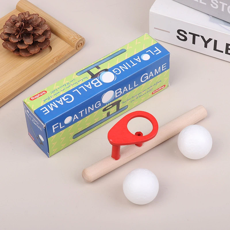 Wooden Suspension Ball Blower Sports Foam Balls Floating Kids Blow Pipe And 2 Balls Game Stress Reliever Balance Blowing Toy
