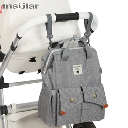 Mochila de viaje para pañales de bebé, bolsa de maternidad para cochecito de mamá, con correas, almohadillas para cambiar, bolsa húmeda