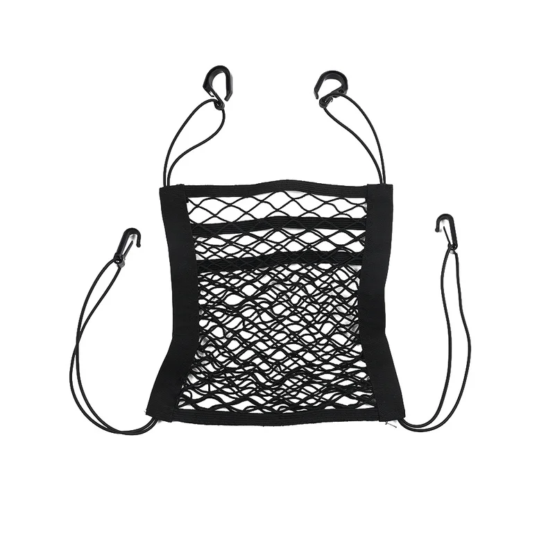 Car Storage Net Bag Good 3-Layer Between Seats Car Divider Pet Barrier Stretchable Elastic Mesh Bag Organizer Auto New