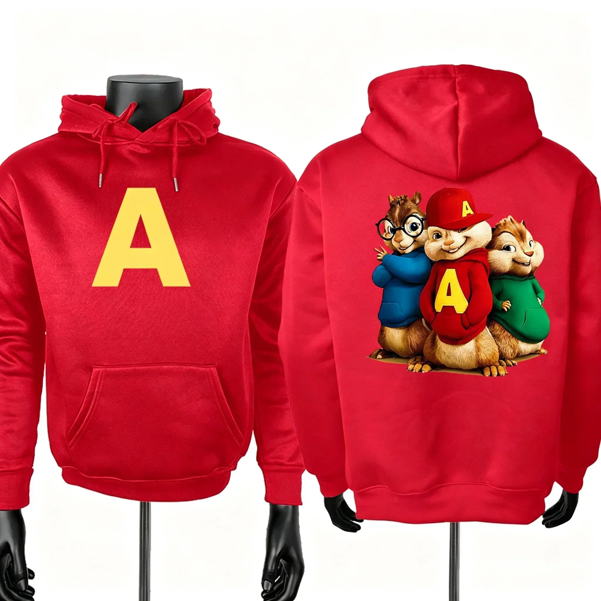 2026 new Alvin&Chipmunks fashion style men's and women's sportsweatshirt cartoon casual hooded pullover matching set casual BFF