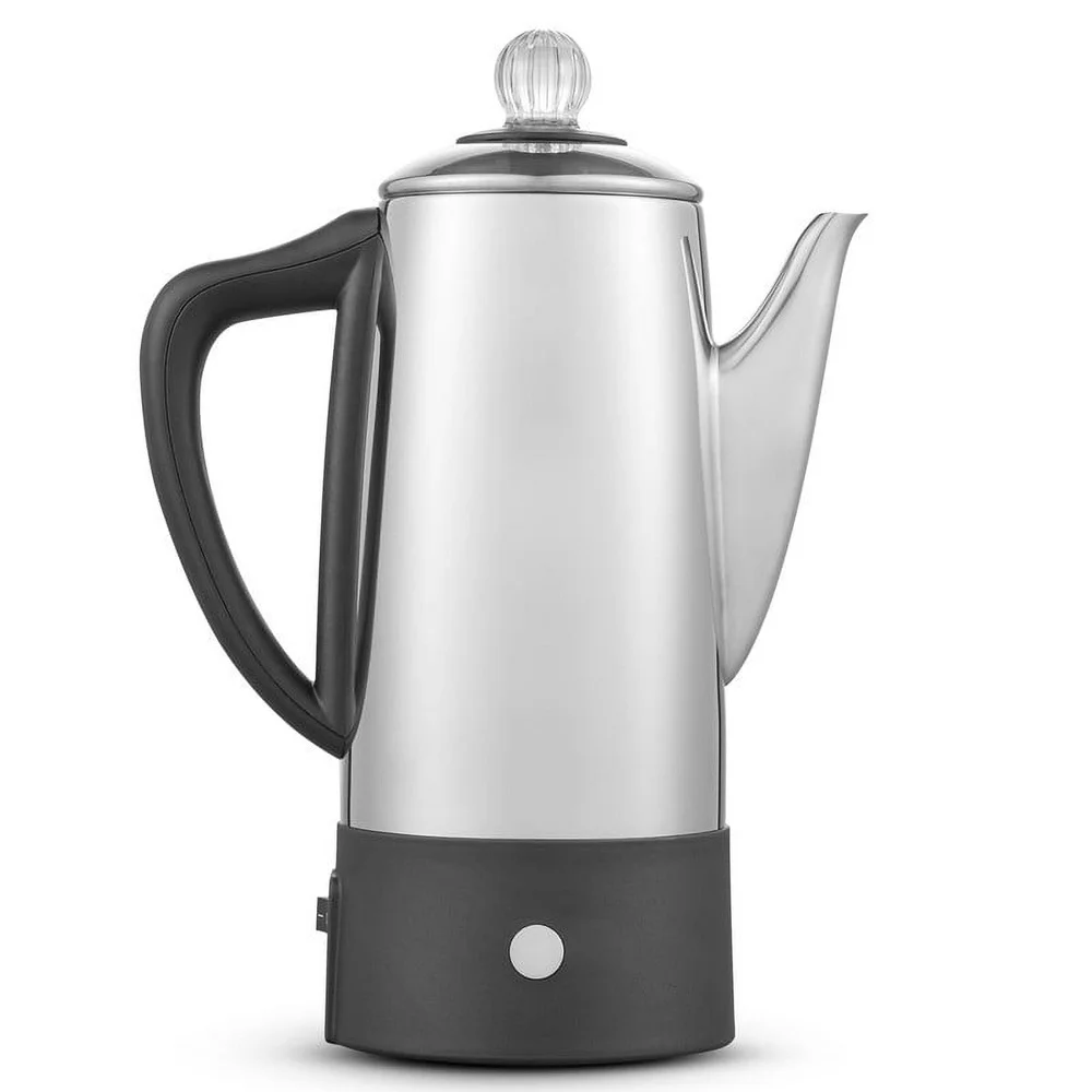 Stainless Steel 6-Cup Coffee Percolator Automatic Brew Hot Coffee Tea Easy Clean Dishwasher Safe 360° Swivel Base Keep Warm