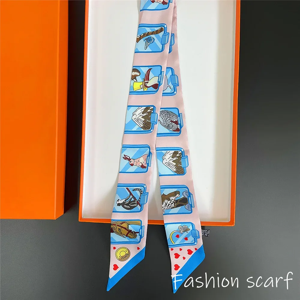 Korean Versatile Chain Tassel High Quality Mulberry Silk Twill Silk Ribbon Wrapping and Binding Bag Handle Ribbon Small Scarf