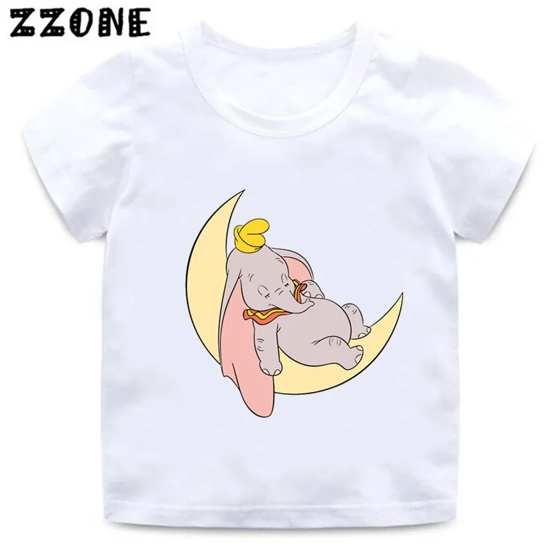 Hot Sale Dumbo Cute Elephant Print Cartoon Kids T-Shirts Funny Cute Girls Clothes Baby Boys T shirt Summer Children Tops,ooo5817