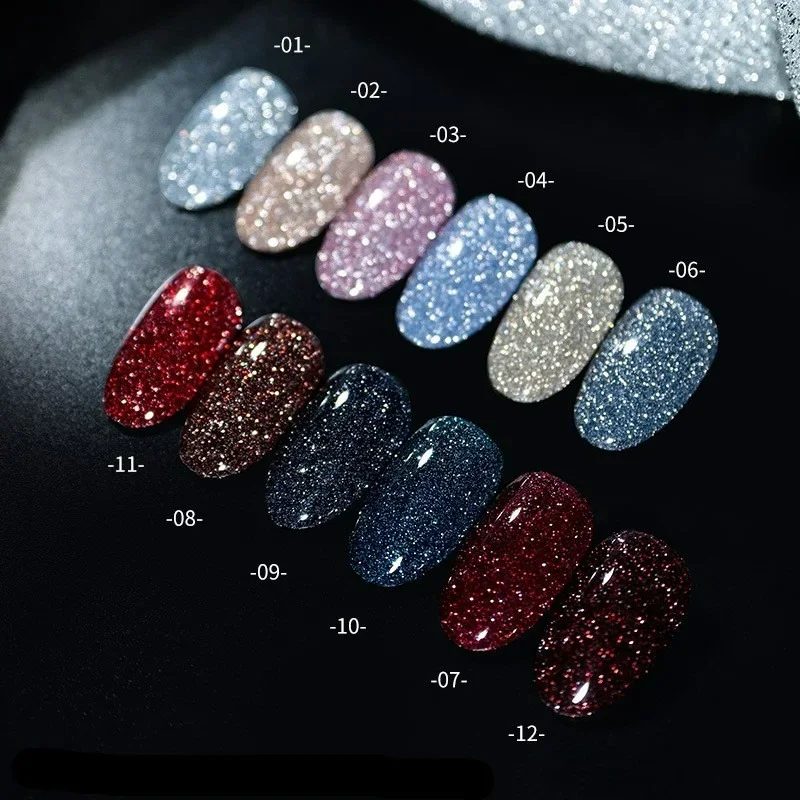 13 Colors Reflective Glitter Gel Nail Polish Sparkling Auroras Laser Semi Permanent Soak Off Varnish UV Gel Nail Art Decoration