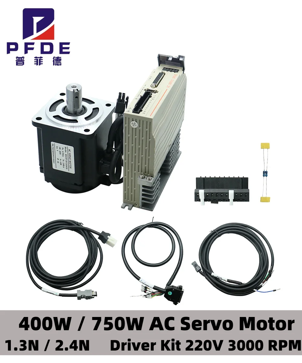 HOT 400W / 750W AC Servo Motor & C30 RS485 Driver Kit 220V 3000 RPM 1.3N 2.4N & 3meters Cable Absolute encoder For CNC Machine