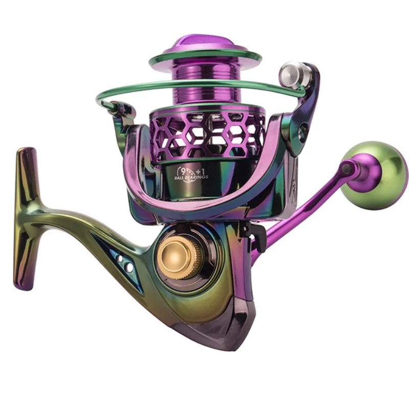 LIZARD Colorful Spinning Reel Alloy Spool Tent Handle Knob Lizard 1000-6000 Series 9 + 1 Bearing, 8kg Drag Different Knob