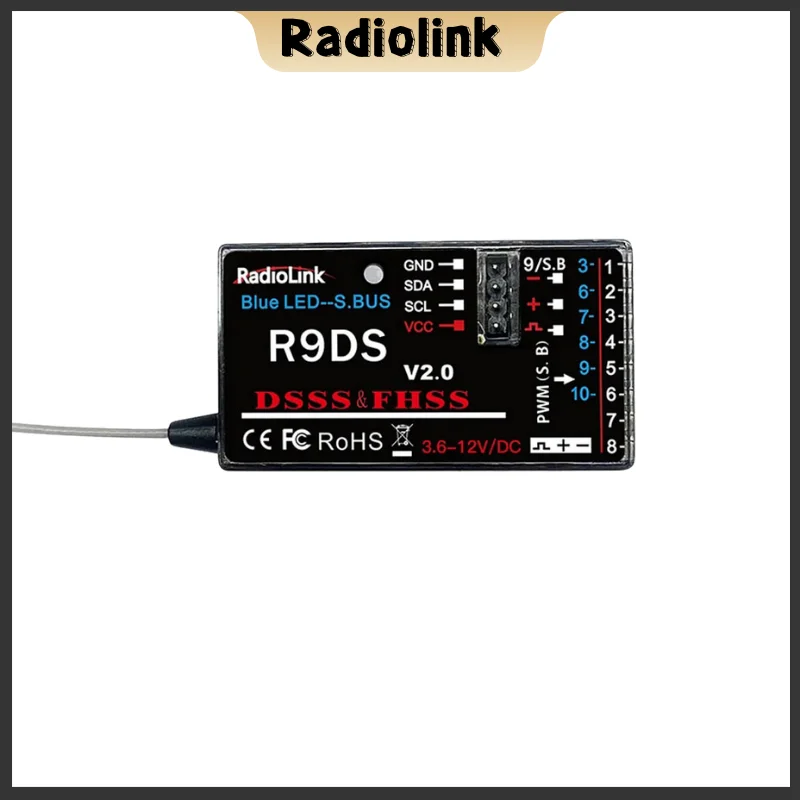 RadioLink R9DS 2.4G 9CH DSSS & FHSS Receiver for RadioLink AT9 AT10 Transmitter RC Multirotor Support For S-BUS