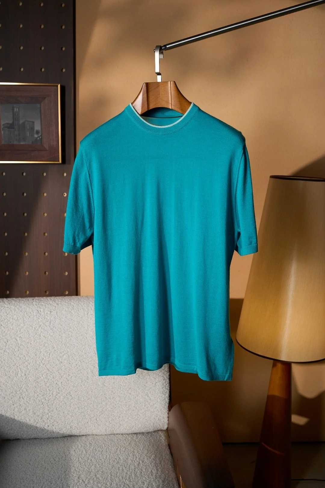 

Мужская летняя футболка в итальянском стиле, новая, с круглым вырезом, однотонная, 100% шерсть, универсальная, для делового и повседневного стиля, с коротким рукавом, модная.