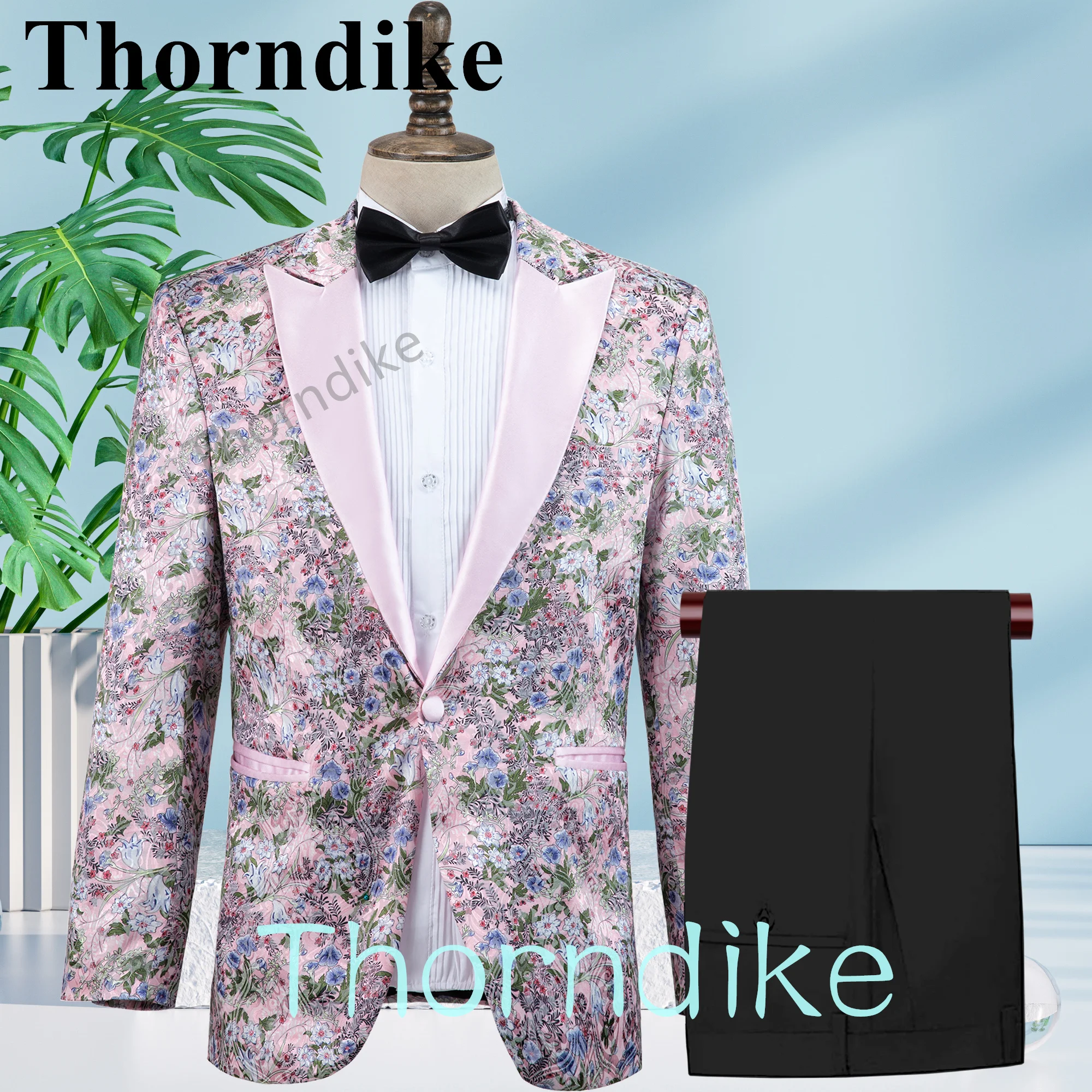 

Thorndike Peaked Lapel Groomsmen Tuxedos Custom Made Floral Print Wedding Dress Suit For Party Prom Suits Set(Blazer+Vest+Pants)