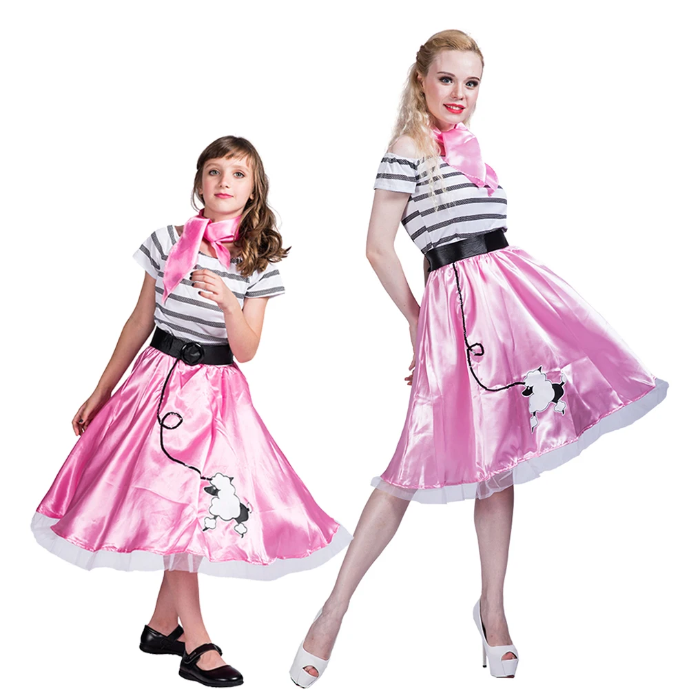 

Halloween Dress 50s Retro Poodle Skirt Dress Costume Girls Women Halloween Cosplay Carnival Party Group Family Fancy Dress