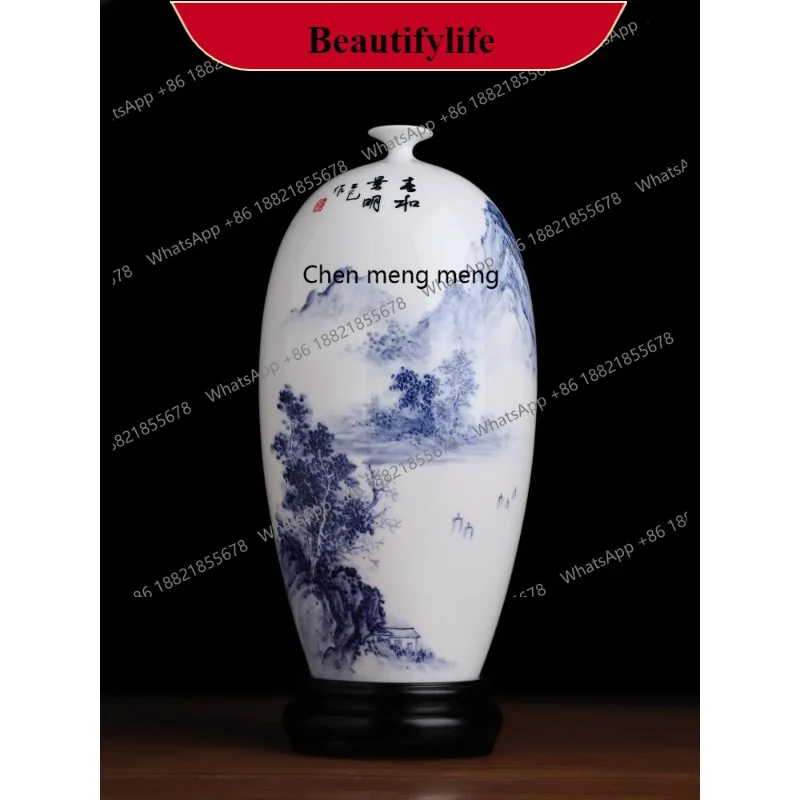 

G153 "Spring and Jingming" suet jade porcelain hand-painted vase ornament