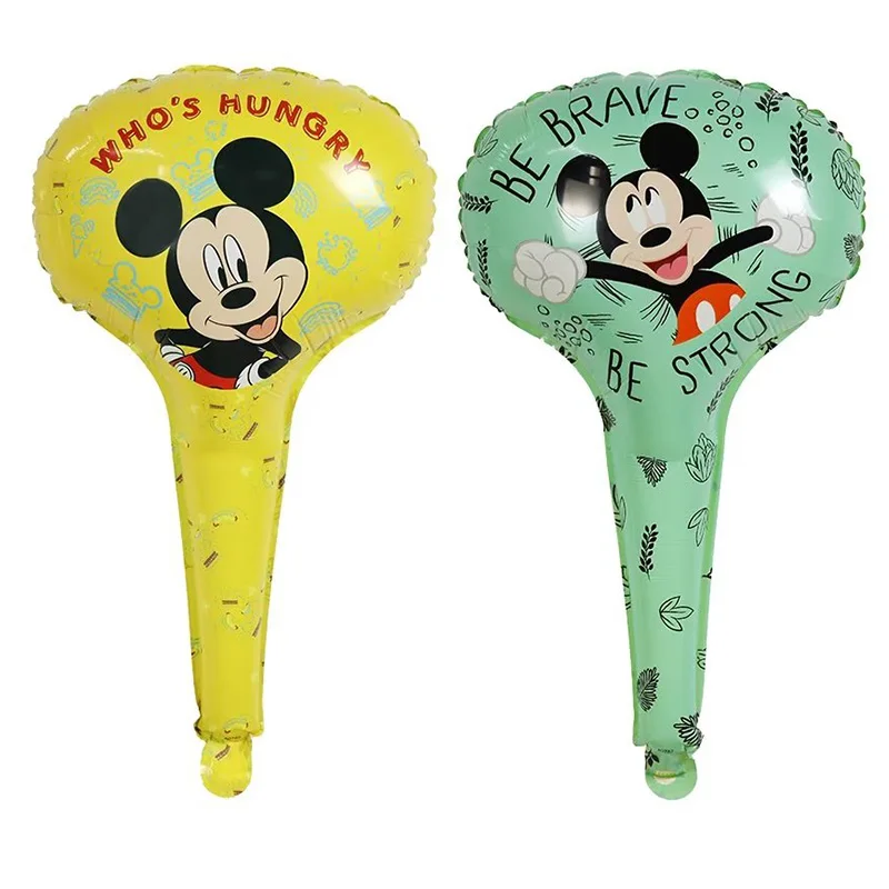 5/10Pcs Disney Princess Mickey Minnie Mouse Theme Cartoon Characters Hand Holding Sticks Air Globos Birthday Party Decoration