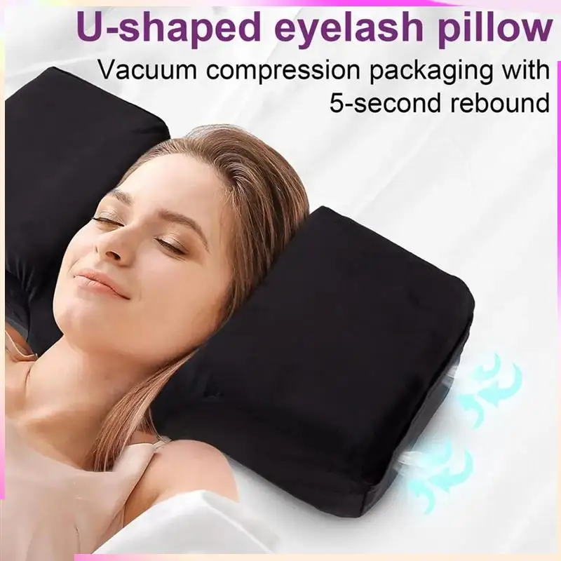 B26B Lash Neck Pillow For Lash Extensions Ergonomic Lash Pillow Memory Foam Lash Bed Pillow+Side Pocket Ergonomic Curve