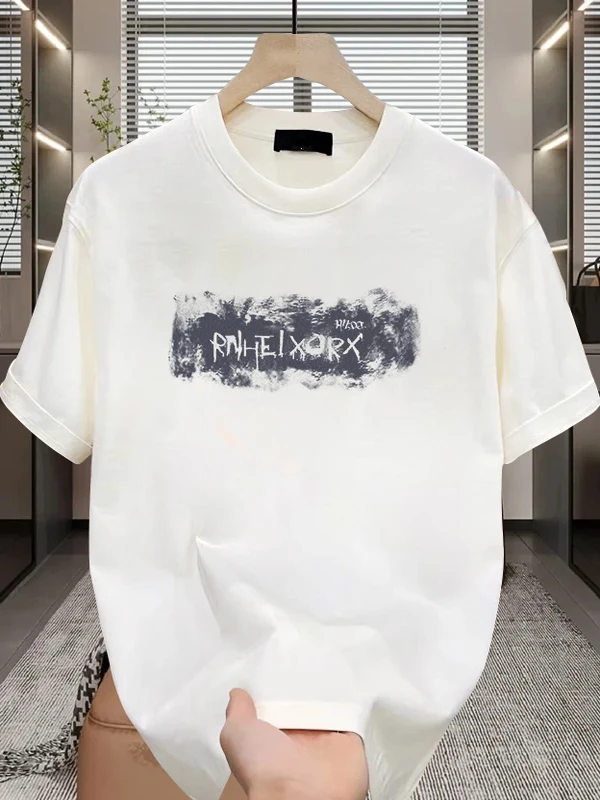 

Мужская футболка с коротким рукавом Letter American Solona, свободная повседневная летняя хлопковая футболка с круглым вырезом и принтом