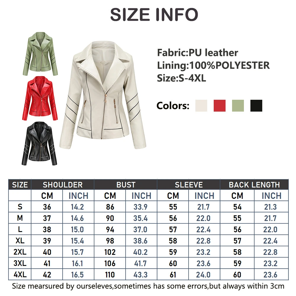 Red PU Faux Leather Jacket Women fashion Casual Biker Jackets Outwear Female Tops spring and autumn Black Leather Jacket Coat - Image 2