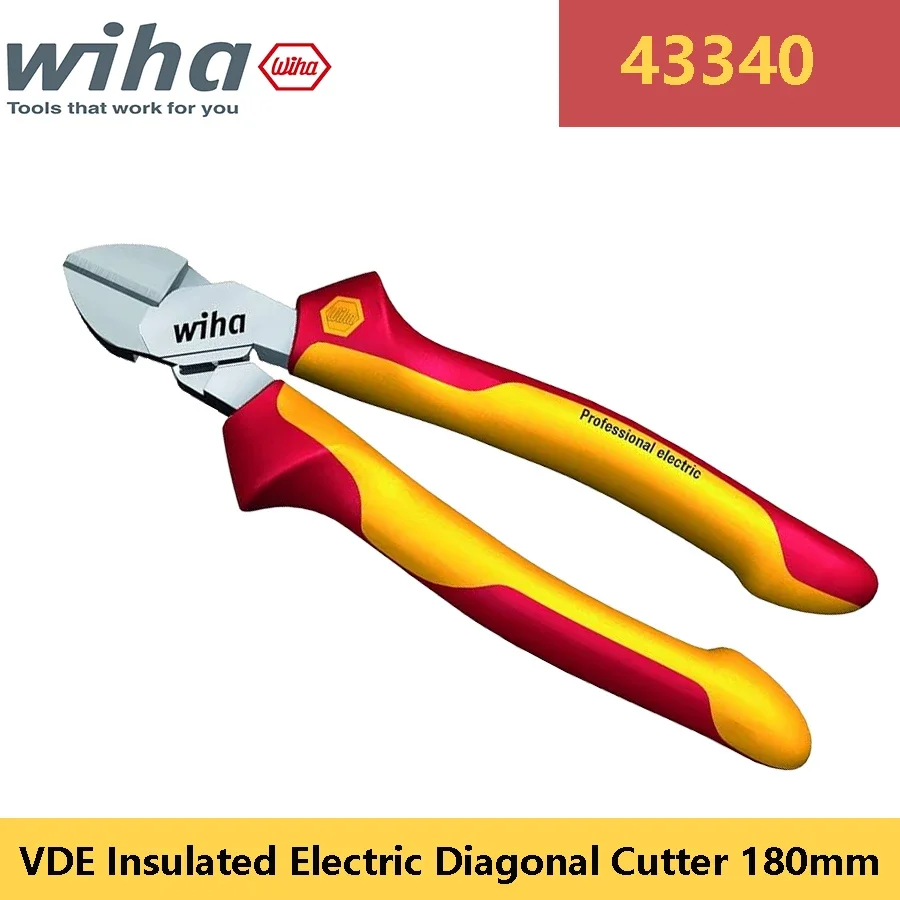WIHA 43340 1000V VDE Insulated Side Cutter Professional Electric Diagonal Cutter with DynamicJoint® Cutting Pliers 180mm