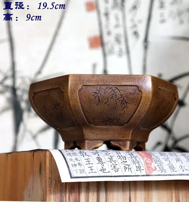 Ceramic Hexagon Big Bonsai Flower Pot, Garden Decoration
