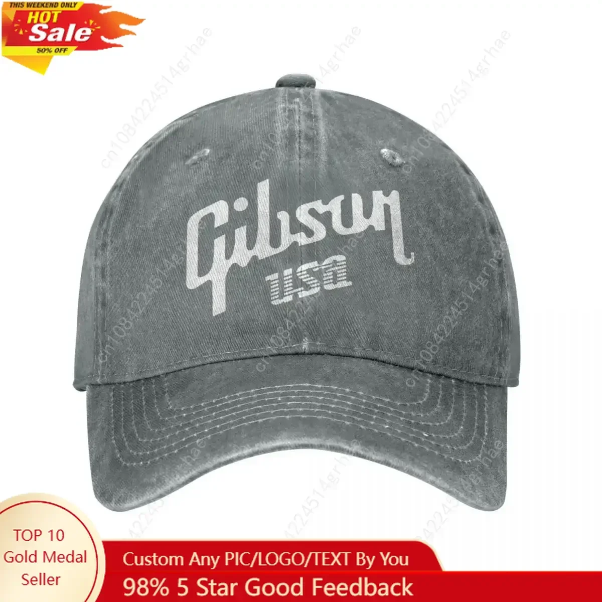 

Gibsons Music 1894 Baseball Cap Vintage Distressed Washed Headwear Men Women Outdoor Summer Adjustable Caps Hat