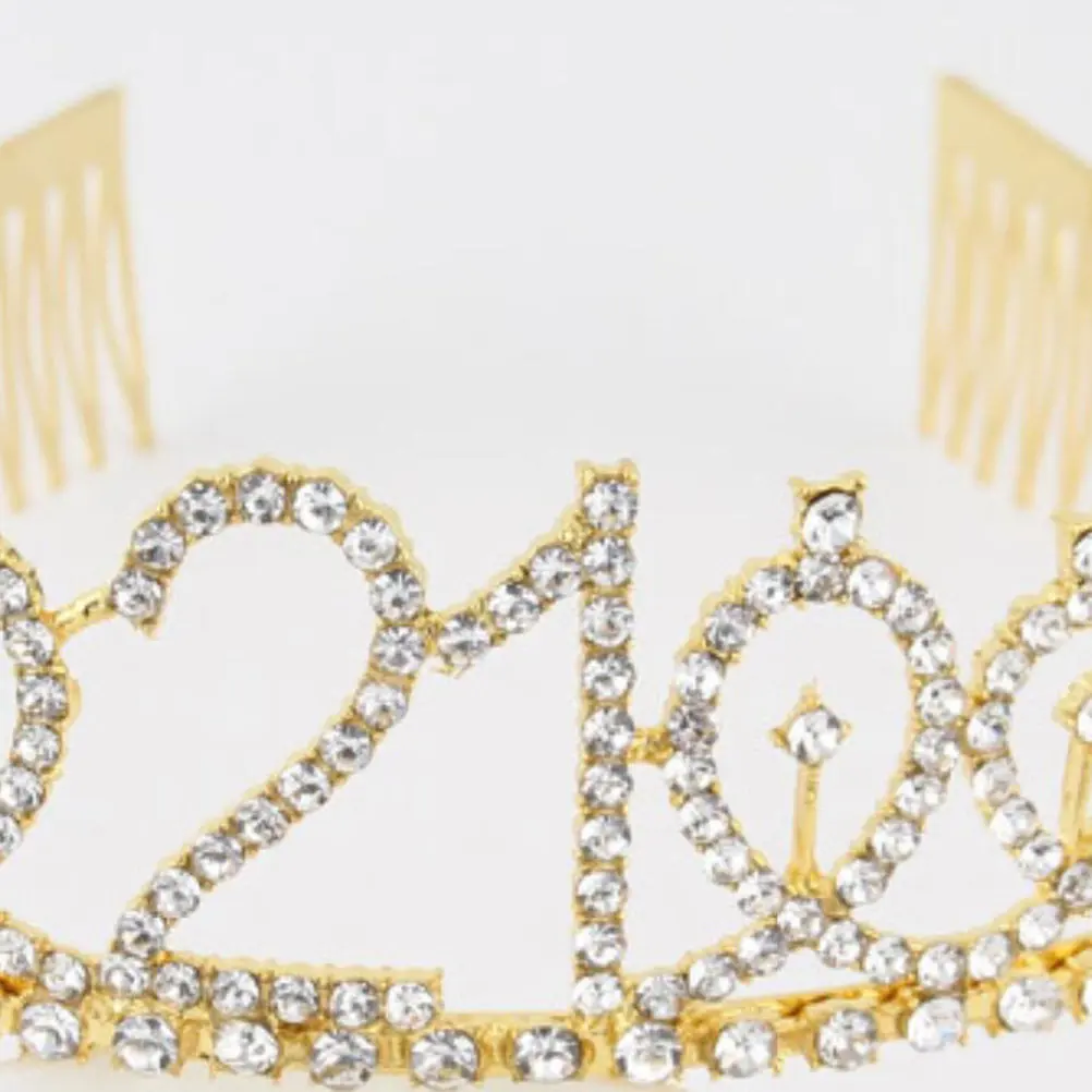 1Pcs Alloy Birthday Crown Rhinestone Sparkling Hair Comb Insertion Design Number Crown for Party Engagement Stable Wearing
