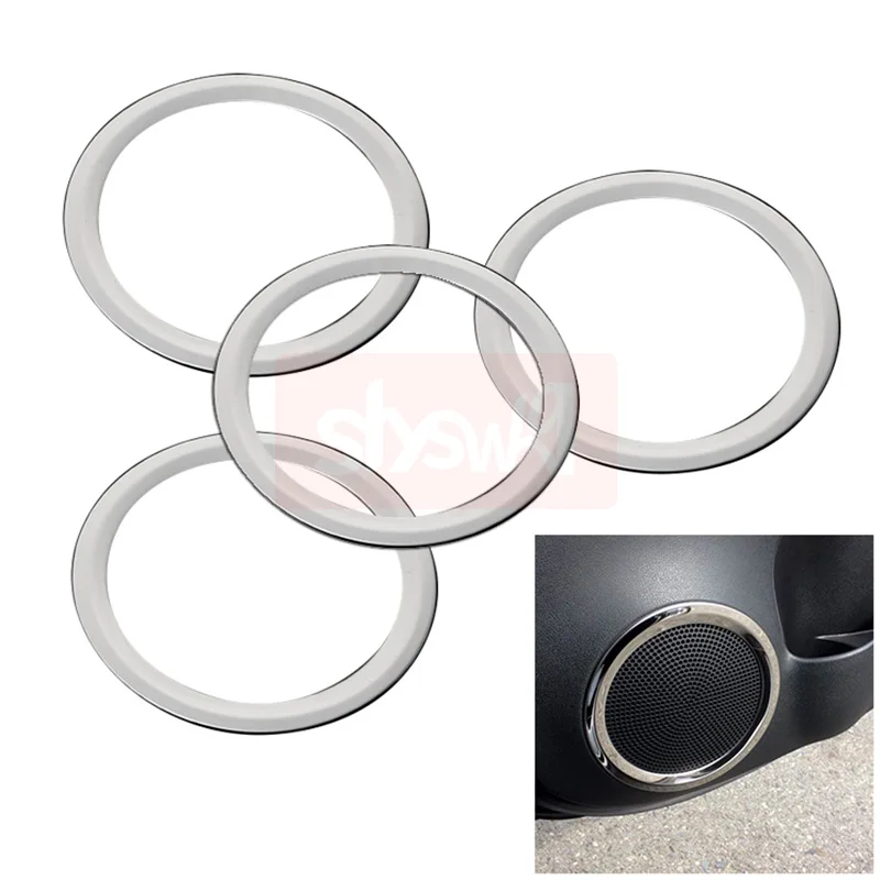 for NISSAN NOTE E12 2017 Automatic Door Stainless Steel Decorate Car Styling 4PCS Door Speaker Ring Cover Interior Accessories