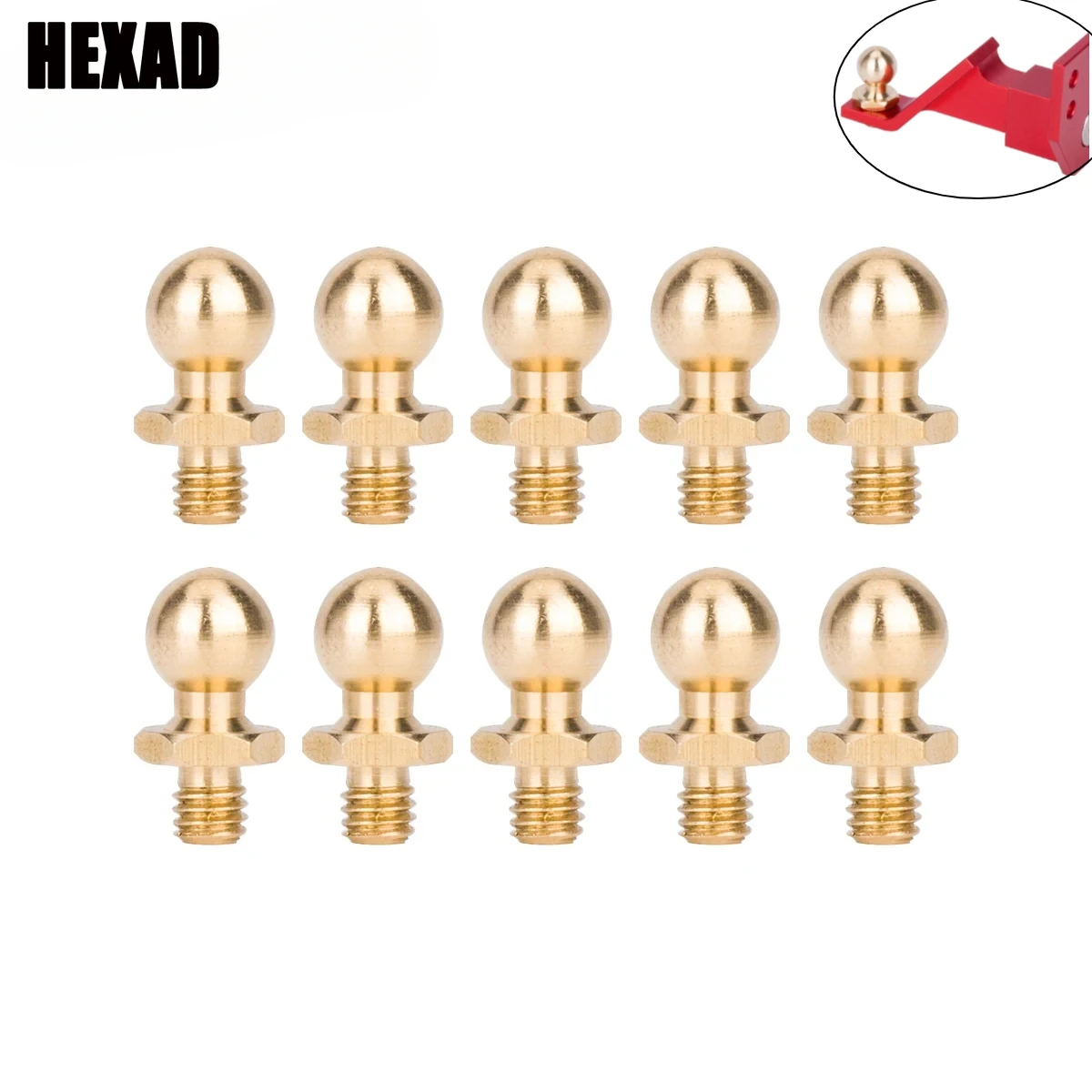 10Pcs M3 Brass Ball Head Screws Trailer Accessories for Tamiya TT01 TT02 Sakura D5 1/10 RC Drift Car Spare Parts Universal