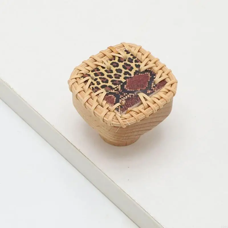  Handmade Cabinet Pulls Rattan Wooden Dressers Knob Vintage Drawer Door Pulls Handles Kitchen Bedroom Furniture Hardware