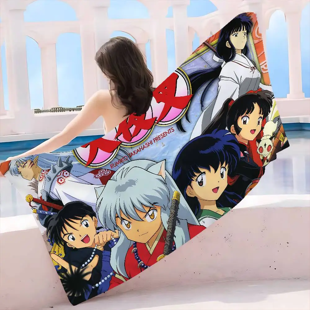 Cartoon Inuyasha Beach Towel Colorful Bath Towels For Girl Microfiber Quick Dry Custom Sand Free Beach Yoga Spa Gym Pool