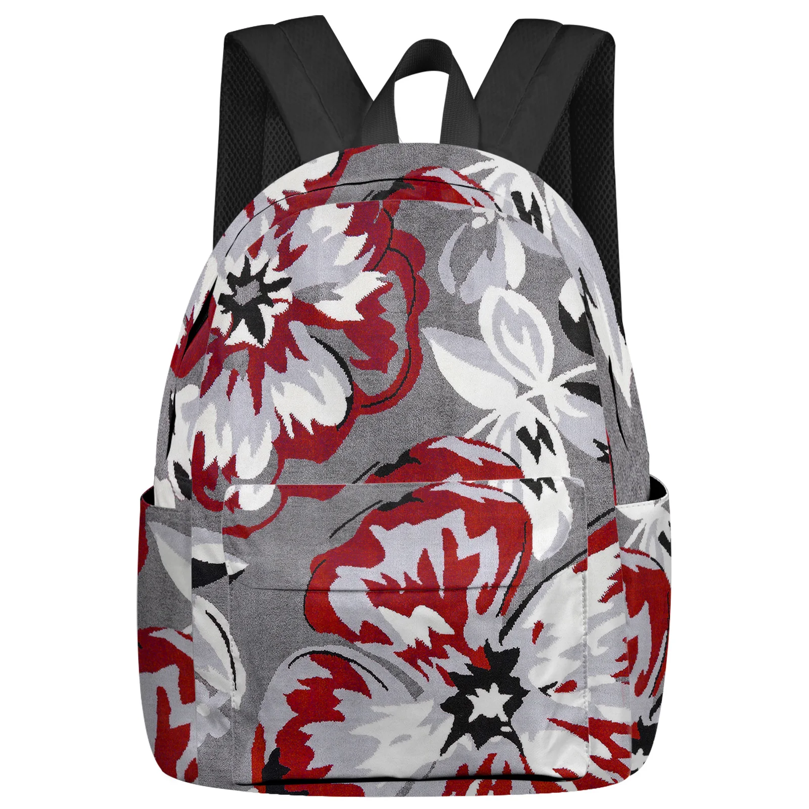 

Flower Red Grey Texture Feminina Backpacks Teenagers Student School Bags Laptop Custom Backpack Men Women Female Travel Mochila