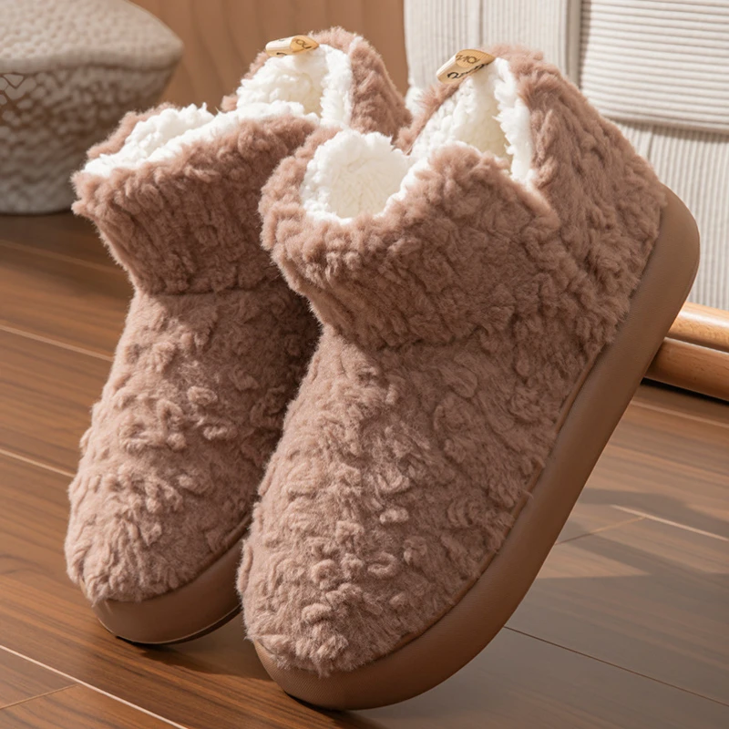 

Platform Winter Boots Women 2024 Warm Plush Thick Sole Couple Cotton Shoe Outdoor Non-Slip Botas Mujer High Top Chunky Snow Boot