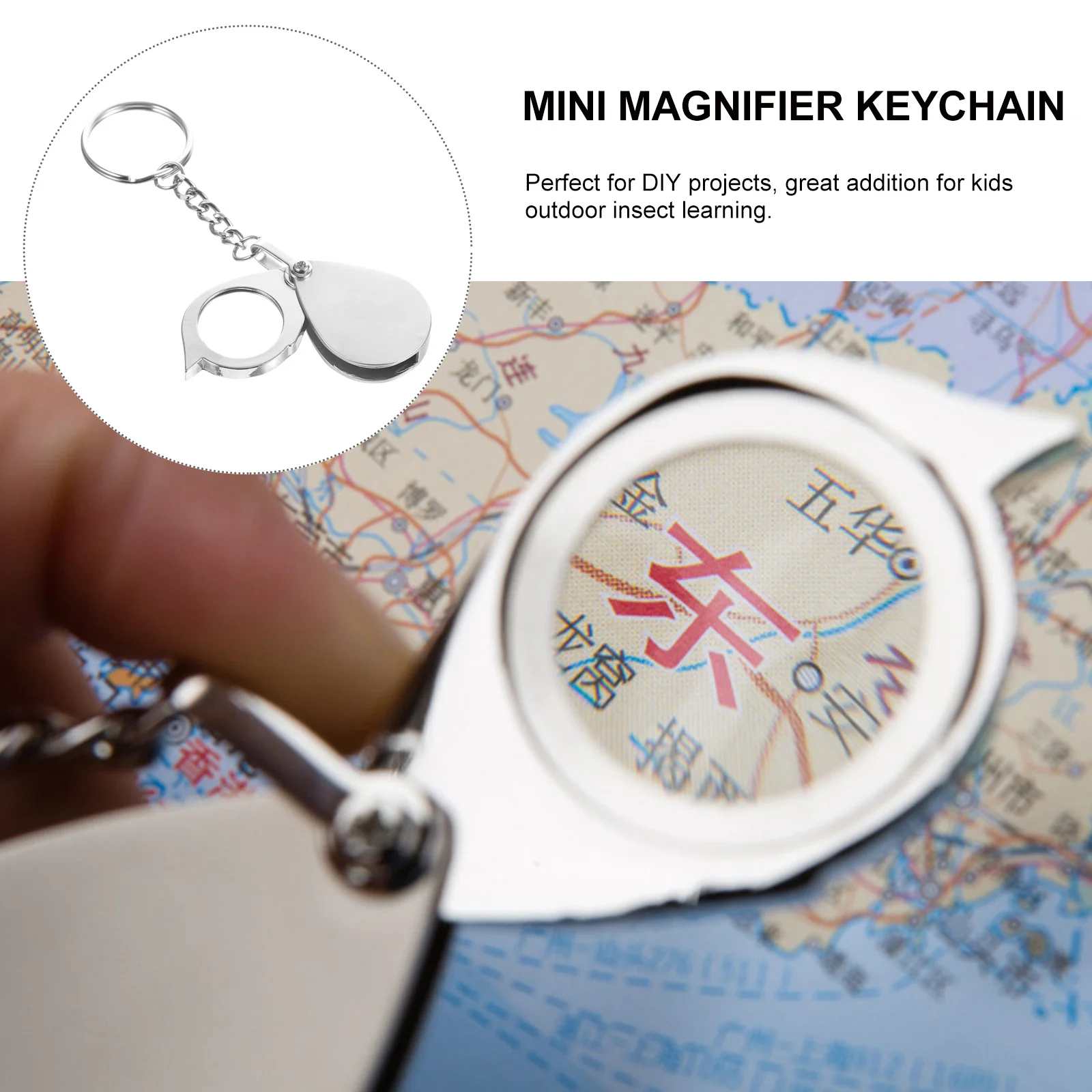 

2Pcs Mini Magnifier Keychain Rotate Design Portable Outdoor Hanging Pendant Backpack Decoration for Teens Students
