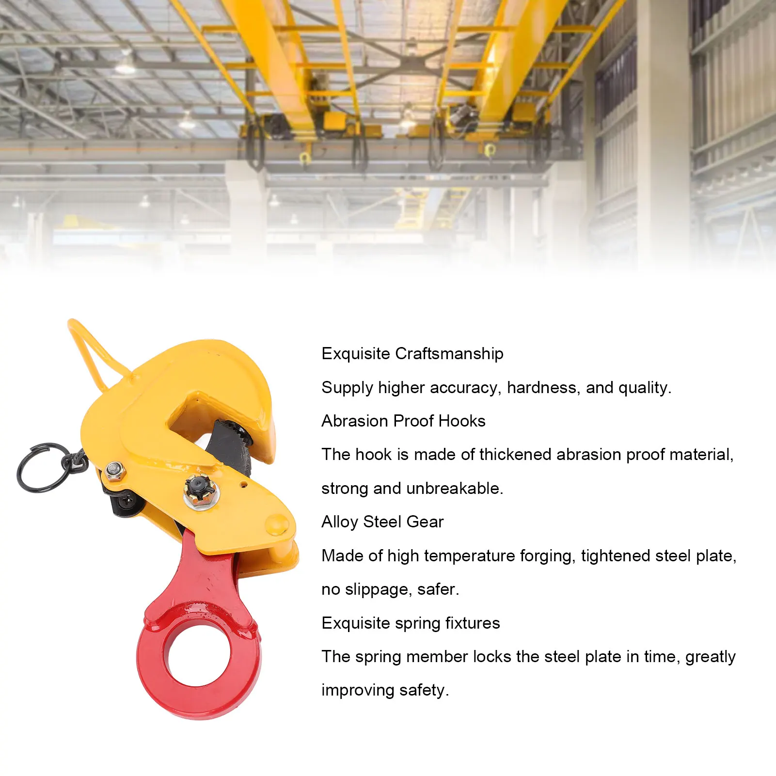 Sheet Metal Lifting Clamp Heavy Duty Low Carbon Steel Rugged Horizontal Plate Lifting Clamp 2 Ton Load Capacity for Machining
