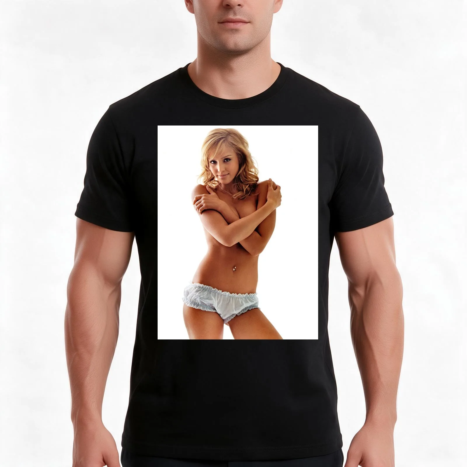 Jessica Alba T-Shirt, Summer Casual Cotton Tee, Oversized Streetwear Tops, Vintage Graphic Print, Loose Fit Short Sleeve