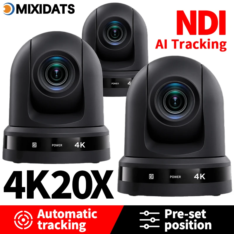 4K PTZ Camera 20X Optical Zoom AI Tracking HDMI PoE USB3.0 for Live Streaming Business Meetings YouTube Broadcast