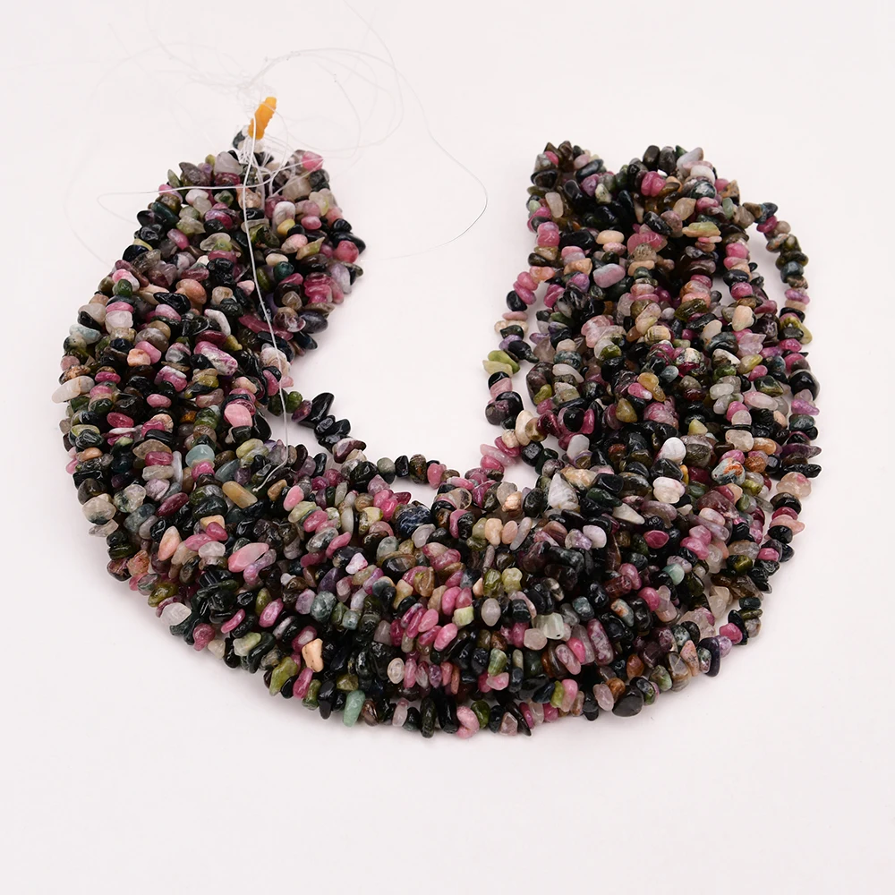 5 Strands 5x6mm Natural Multi Color Tourmaline Freeform Nuggets Gemstone Long Chips Strand Jewelry Making DIY